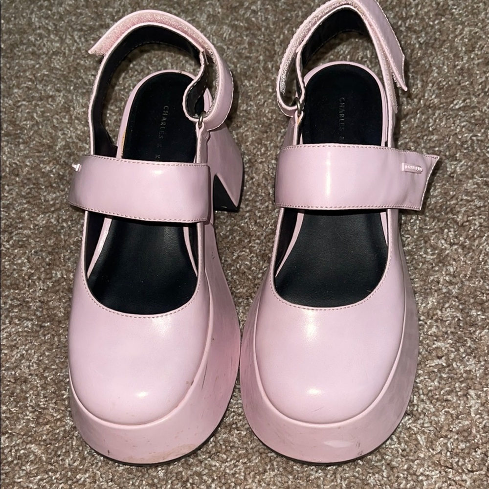 Used good condition Charles & Keith Pink Platform Mary Jane Shoes